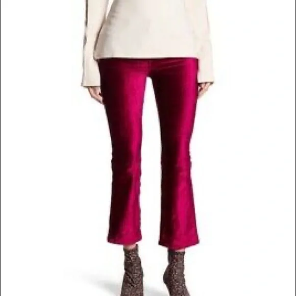 Free People Stretch Velour Crushed Velvet Crop Flare Pants Size 24 - Picture 3 of 9